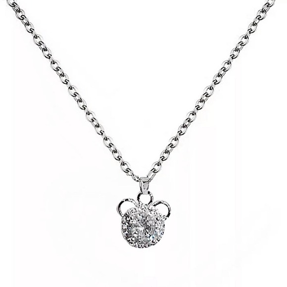 Sterling Silver Mickey Mouse Crystal Charm Necklace - Picture 3 of 7
